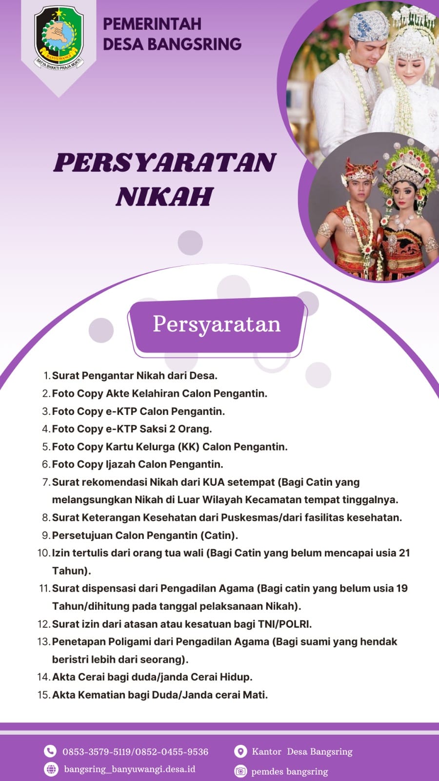 Persyaratan memproses pengajuan Nikah